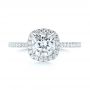 18k White Gold 18k White Gold Custom Diamond Halo Engagement Ring - Top View -  103453 - Thumbnail
