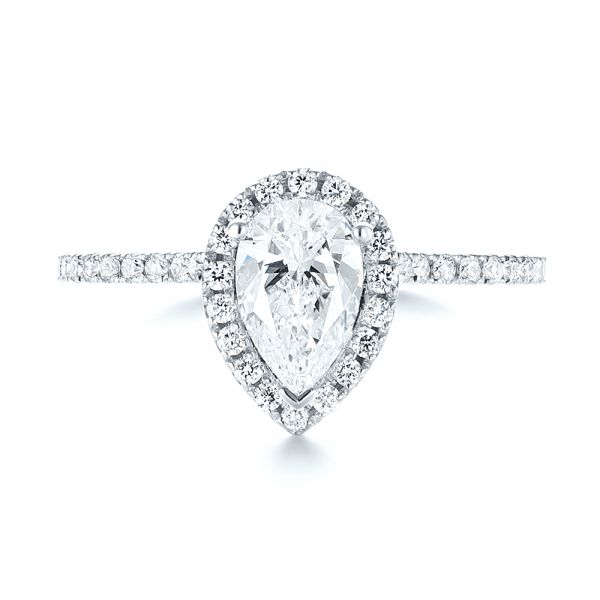 14k White Gold 14k White Gold Custom Diamond Halo Engagement Ring - Top View -  103549