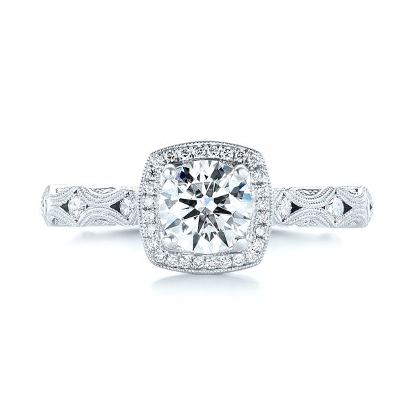 14k White Gold 14k White Gold Custom Diamond Halo Engagement Ring - Top View -  103596