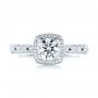 14k White Gold 14k White Gold Custom Diamond Halo Engagement Ring - Top View -  103596 - Thumbnail