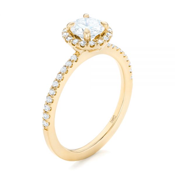 18k Yellow Gold 18k Yellow Gold Custom Diamond Halo Engagement Ring - Three-Quarter View -  102693