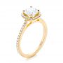 18k Yellow Gold 18k Yellow Gold Custom Diamond Halo Engagement Ring - Three-Quarter View -  103453 - Thumbnail