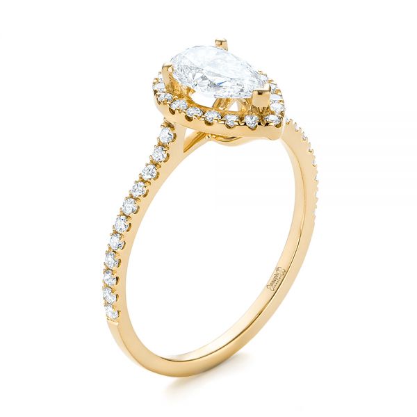 18k Yellow Gold 18k Yellow Gold Custom Diamond Halo Engagement Ring - Three-Quarter View - 103549