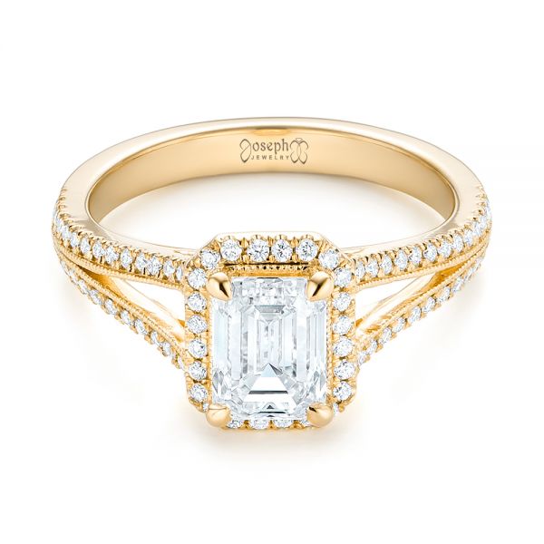 14k Yellow Gold 14k Yellow Gold Custom Diamond Halo Engagement Ring - Flat View - 102875
