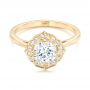18k Yellow Gold 18k Yellow Gold Custom Diamond Halo Engagement Ring - Flat View -  102957 - Thumbnail