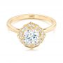 18k Yellow Gold 18k Yellow Gold Custom Diamond Halo Engagement Ring - Flat View -  102957 - Thumbnail