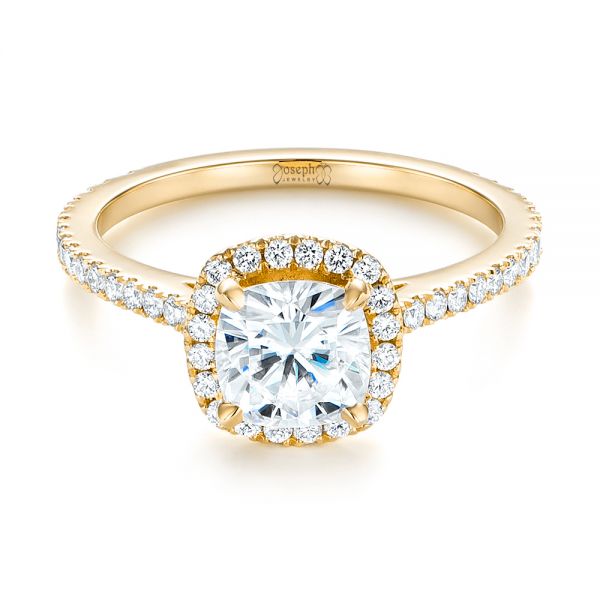 14k Yellow Gold 14k Yellow Gold Custom Diamond Halo Engagement Ring - Flat View -  103453