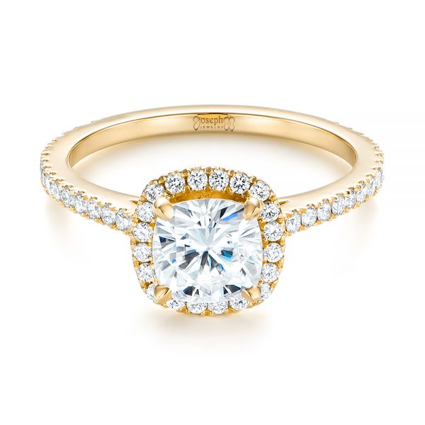 14k Yellow Gold 14k Yellow Gold Custom Diamond Halo Engagement Ring - Flat View - 103453