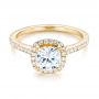 18k Yellow Gold 18k Yellow Gold Custom Diamond Halo Engagement Ring - Flat View -  103453 - Thumbnail