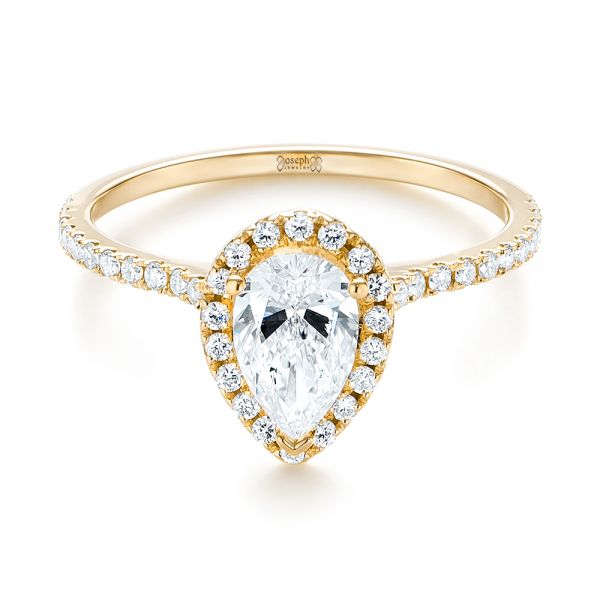 18k Yellow Gold 18k Yellow Gold Custom Diamond Halo Engagement Ring - Flat View -  103549