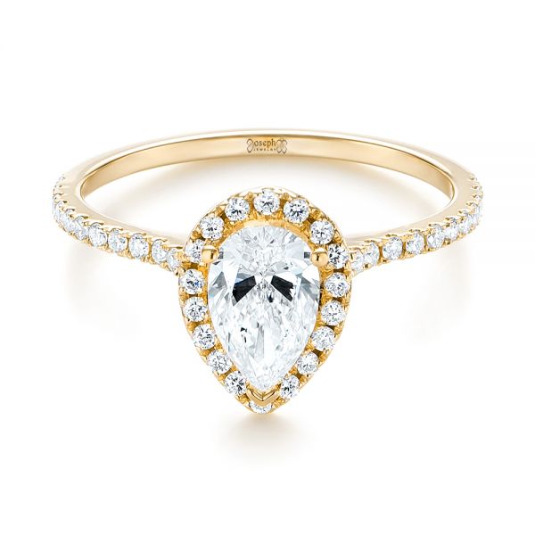 18k Yellow Gold 18k Yellow Gold Custom Diamond Halo Engagement Ring - Flat View - 103549