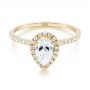 18k Yellow Gold 18k Yellow Gold Custom Diamond Halo Engagement Ring - Flat View -  103549 - Thumbnail