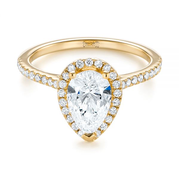 14k Yellow Gold 14k Yellow Gold Custom Diamond Halo Engagement Ring - Flat View -  104264