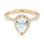 18k Yellow Gold 18k Yellow Gold Custom Diamond Halo Engagement Ring - Flat View -  104264 - Thumbnail