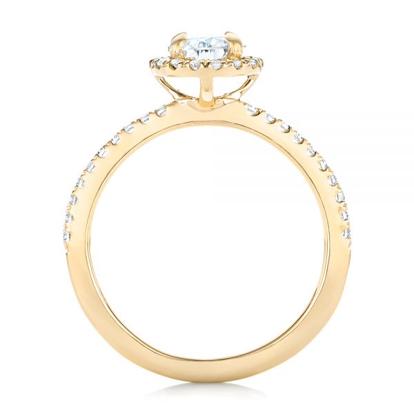 18k Yellow Gold 18k Yellow Gold Custom Diamond Halo Engagement Ring - Front View -  102693