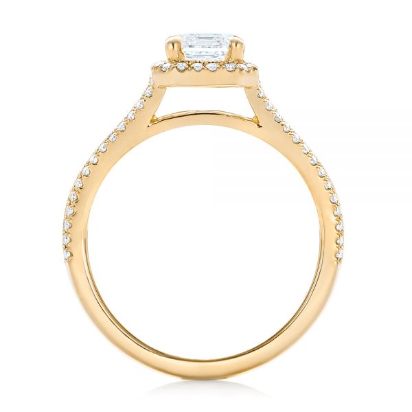 14k Yellow Gold 14k Yellow Gold Custom Diamond Halo Engagement Ring - Front View -  102875