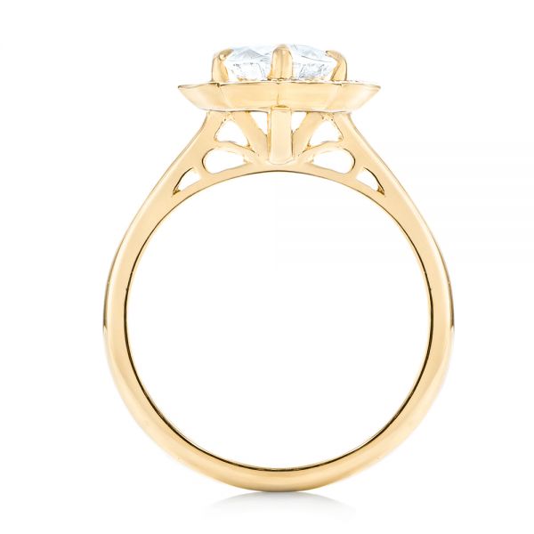 18k Yellow Gold 18k Yellow Gold Custom Diamond Halo Engagement Ring - Front View -  102957