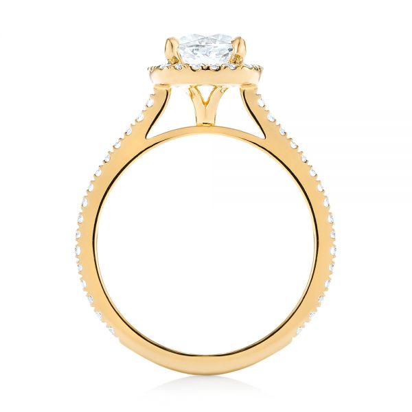 18k Yellow Gold 18k Yellow Gold Custom Diamond Halo Engagement Ring - Front View -  103453