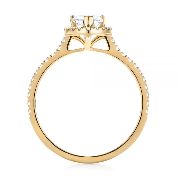 18k Yellow Gold 18k Yellow Gold Custom Diamond Halo Engagement Ring - Front View -  103549