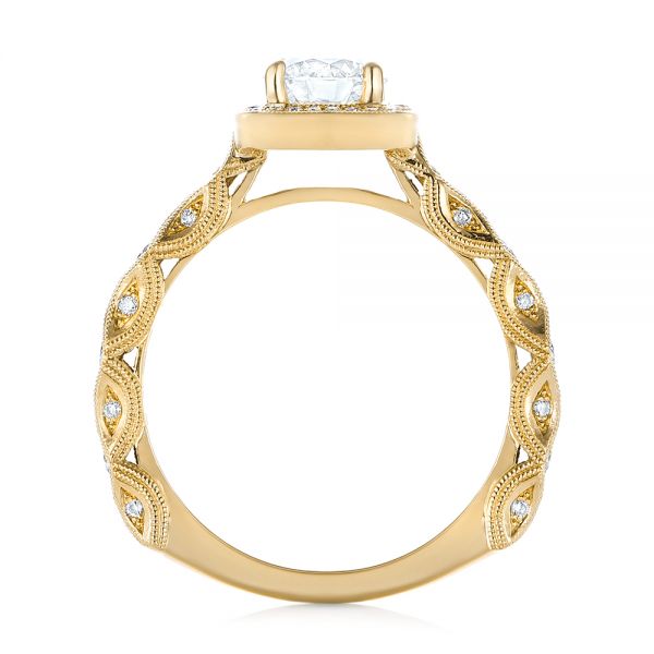 18k Yellow Gold 18k Yellow Gold Custom Diamond Halo Engagement Ring - Front View -  103596