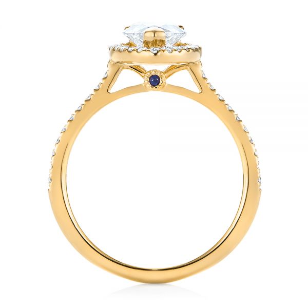 18k Yellow Gold 18k Yellow Gold Custom Diamond Halo Engagement Ring - Front View -  104264