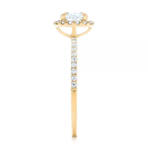 14k Yellow Gold 14k Yellow Gold Custom Diamond Halo Engagement Ring - Side View - 102693