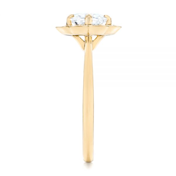 18k Yellow Gold 18k Yellow Gold Custom Diamond Halo Engagement Ring - Side View - 102957
