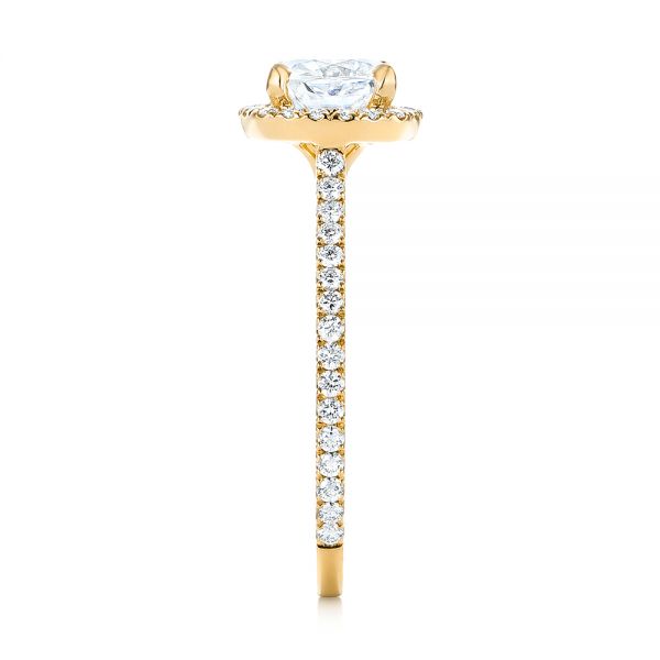 18k Yellow Gold 18k Yellow Gold Custom Diamond Halo Engagement Ring - Side View -  103453