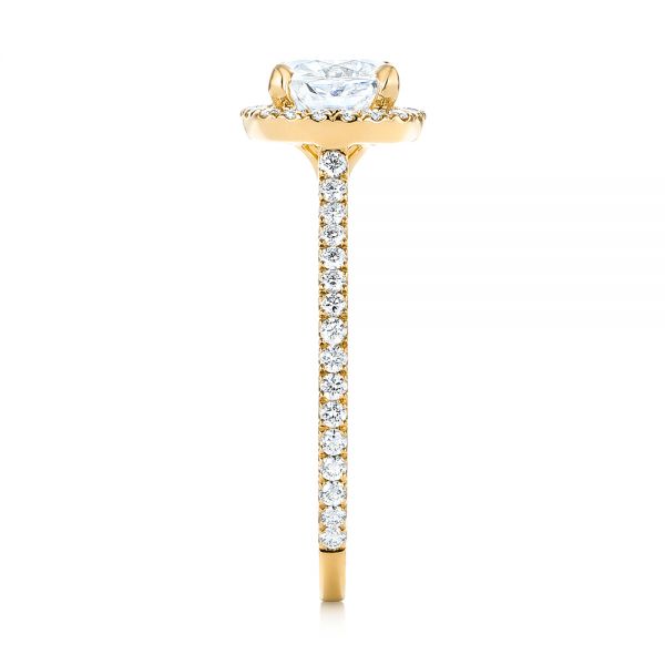 14k Yellow Gold 14k Yellow Gold Custom Diamond Halo Engagement Ring - Side View - 103453