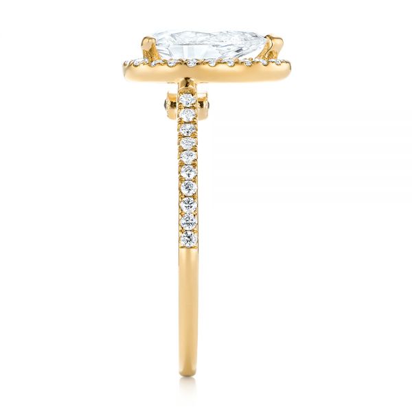 14k Yellow Gold 14k Yellow Gold Custom Diamond Halo Engagement Ring - Side View - 104264