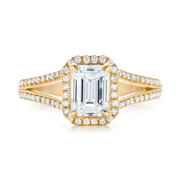 14k Yellow Gold 14k Yellow Gold Custom Diamond Halo Engagement Ring - Top View -  102875