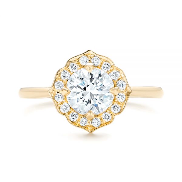 14k Yellow Gold 14k Yellow Gold Custom Diamond Halo Engagement Ring - Top View -  102957