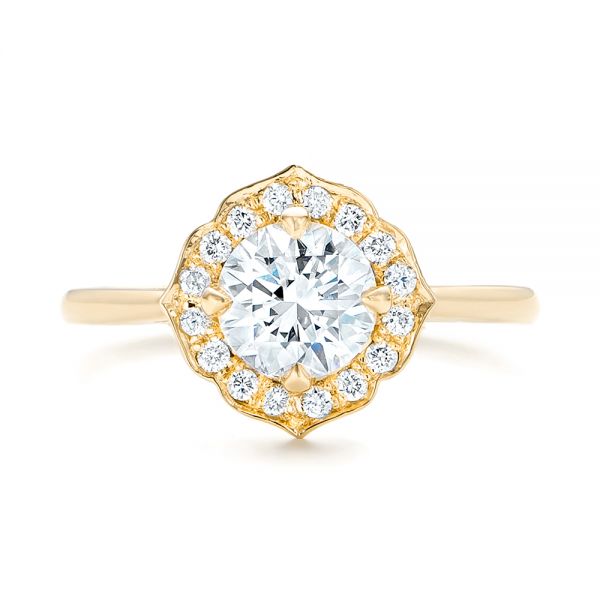 18k Yellow Gold 18k Yellow Gold Custom Diamond Halo Engagement Ring - Top View - 102957