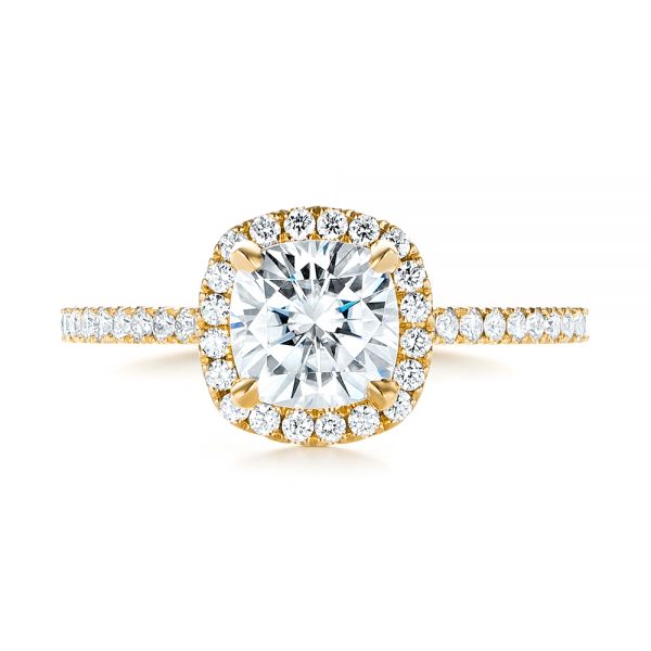 14k Yellow Gold 14k Yellow Gold Custom Diamond Halo Engagement Ring - Top View -  103453