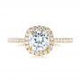 18k Yellow Gold 18k Yellow Gold Custom Diamond Halo Engagement Ring - Top View -  103453 - Thumbnail