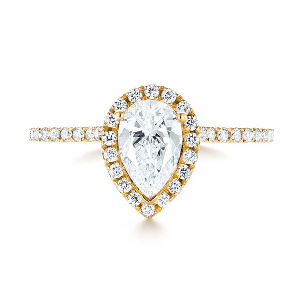 14k Yellow Gold 14k Yellow Gold Custom Diamond Halo Engagement Ring - Top View -  103549