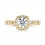 18k Yellow Gold 18k Yellow Gold Custom Diamond Halo Engagement Ring - Top View -  103596 - Thumbnail