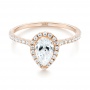18k Rose Gold 18k Rose Gold Custom Diamond Halo Engagement Ring - Flat View -  103549 - Thumbnail