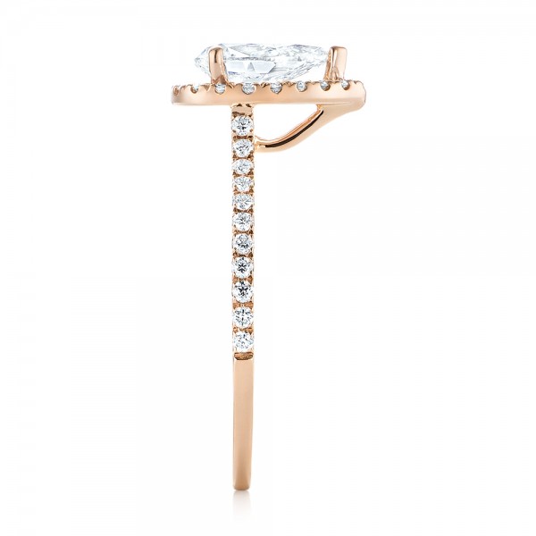 18k Rose Gold 18k Rose Gold Custom Diamond Halo Engagement Ring - Side View -  103549