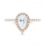 14k Rose Gold Custom Diamond Halo Engagement Ring - Top View -  103549 - Thumbnail