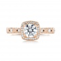 14k Rose Gold Custom Diamond Halo Engagement Ring - Top View -  103596 - Thumbnail