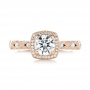 18k Rose Gold 18k Rose Gold Custom Diamond Halo Engagement Ring - Top View -  103596 - Thumbnail