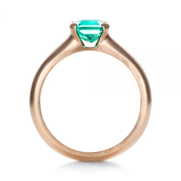 18k Rose Gold Custom Emerald Ring - Front View -  1427