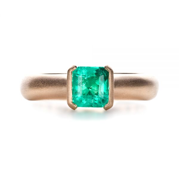18k Rose Gold Custom Emerald Ring - Top View -  1427