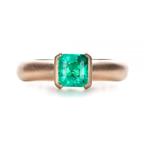 14k Rose Gold 14k Rose Gold Custom Emerald Ring - Top View -  1427