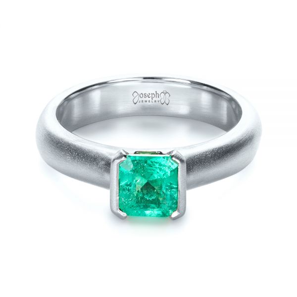 Platinum Platinum Custom Emerald Ring - Flat View - 1427