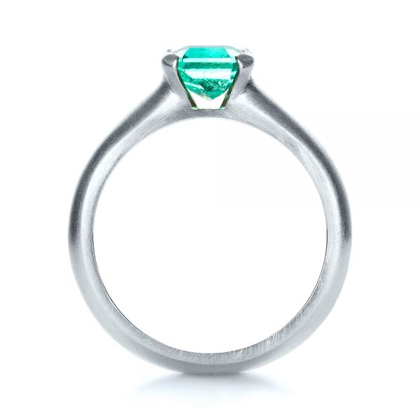 14k White Gold 14k White Gold Custom Emerald Ring - Front View -  1427