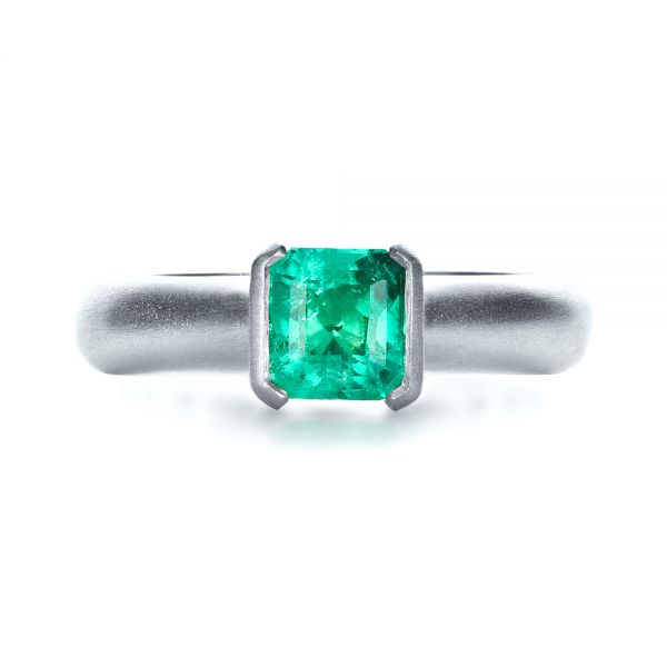 18k White Gold 18k White Gold Custom Emerald Ring - Top View -  1427