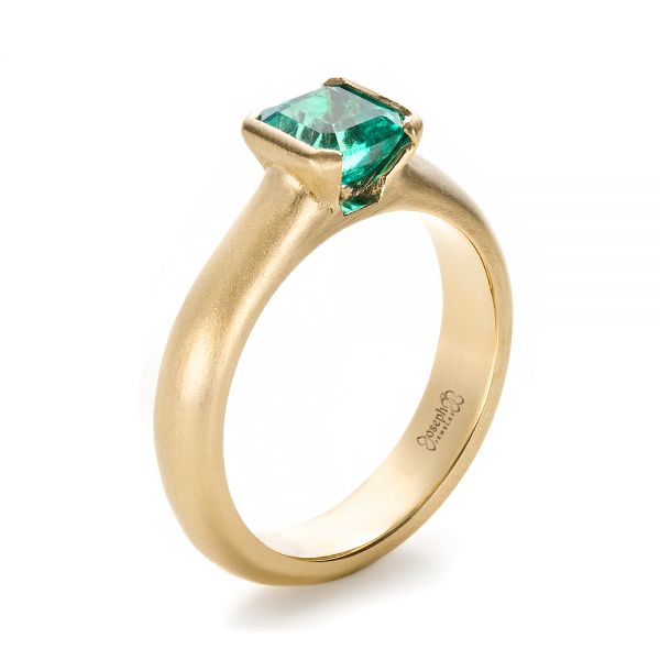 18k Yellow Gold 18k Yellow Gold Custom Emerald Ring - Three-Quarter View -  1427