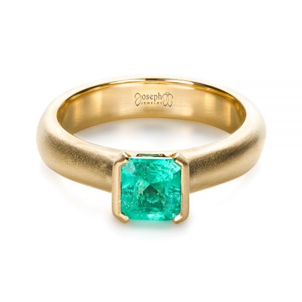 18k Yellow Gold 18k Yellow Gold Custom Emerald Ring - Flat View -  1427